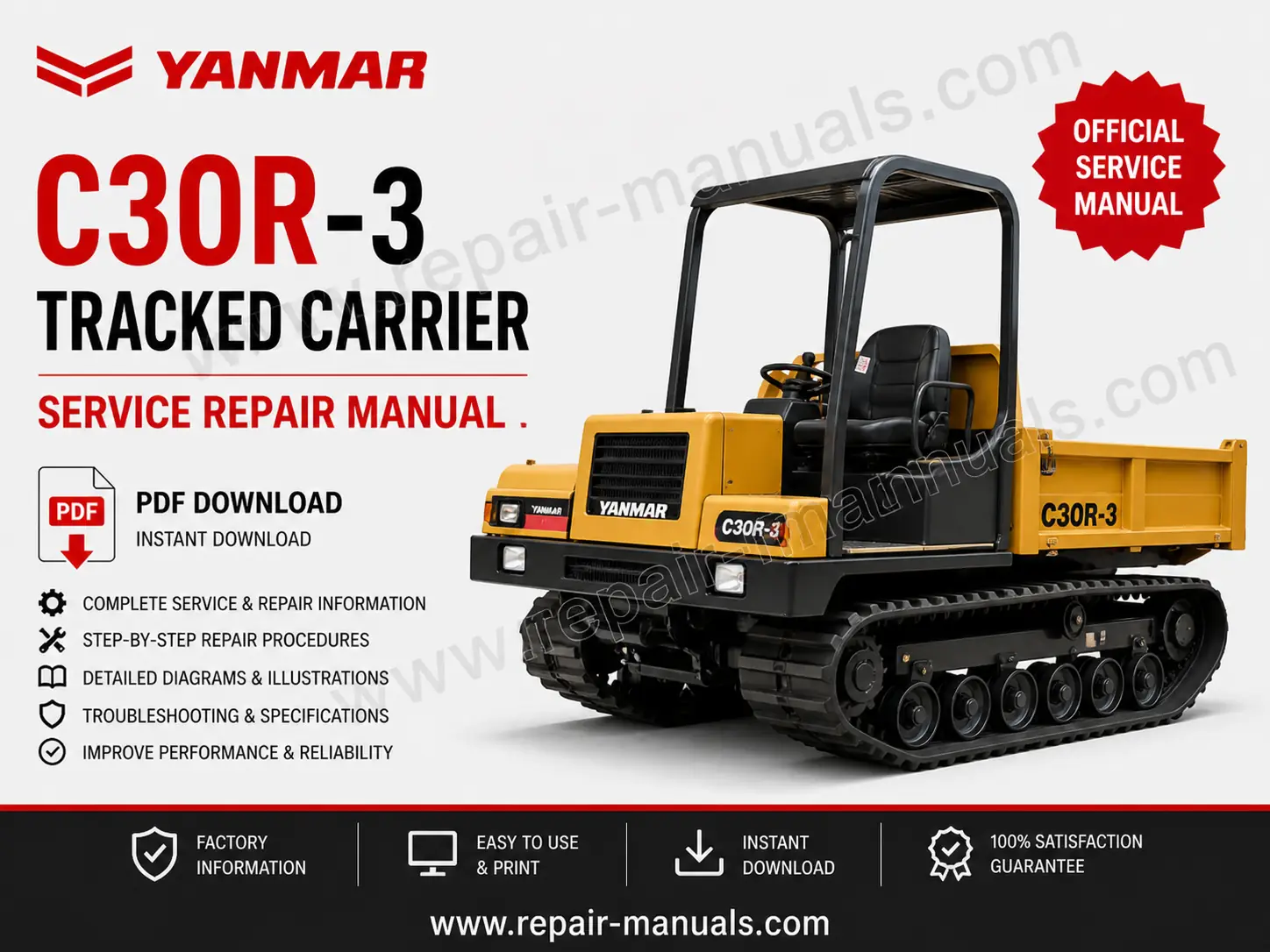 Service Repair Manual for Yanmar C30R-3 Tracked Carrier, showcasing detailed diagrams and instructions