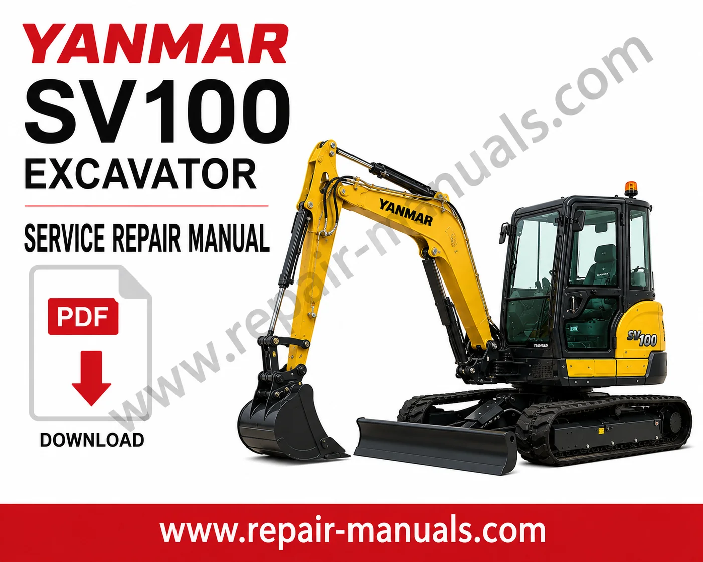 Yanmar SV100 Excavator Service Repair Manual, showcasing the model and essential repair information