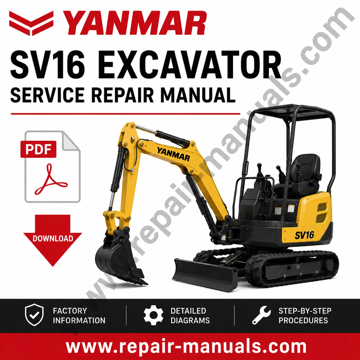 Yanmar SV16 Excavator Service Repair Manual PDF Download