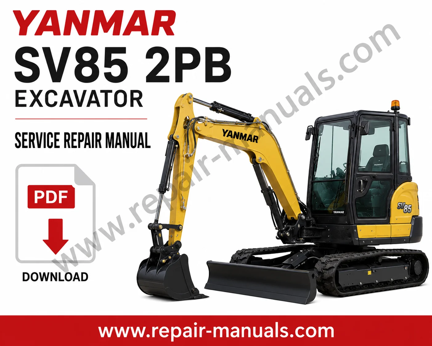Service Repair Manual for Yanmar SV85 2PB Excavator, showcasing detailed diagrams and maintenance instructions