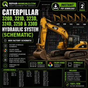 Caterpillar 320D 321D 323D 324D 325D 330D Hydraulic System Schematic PDF Download