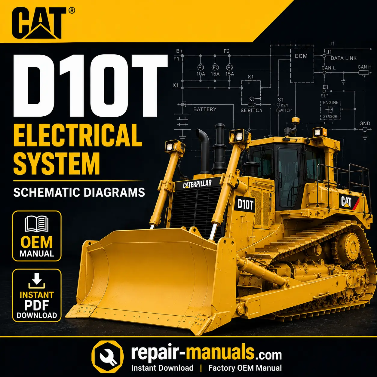 Caterpillar D10T Track-Type Tractor Electrical System Schematic Diagrams PDF Manual