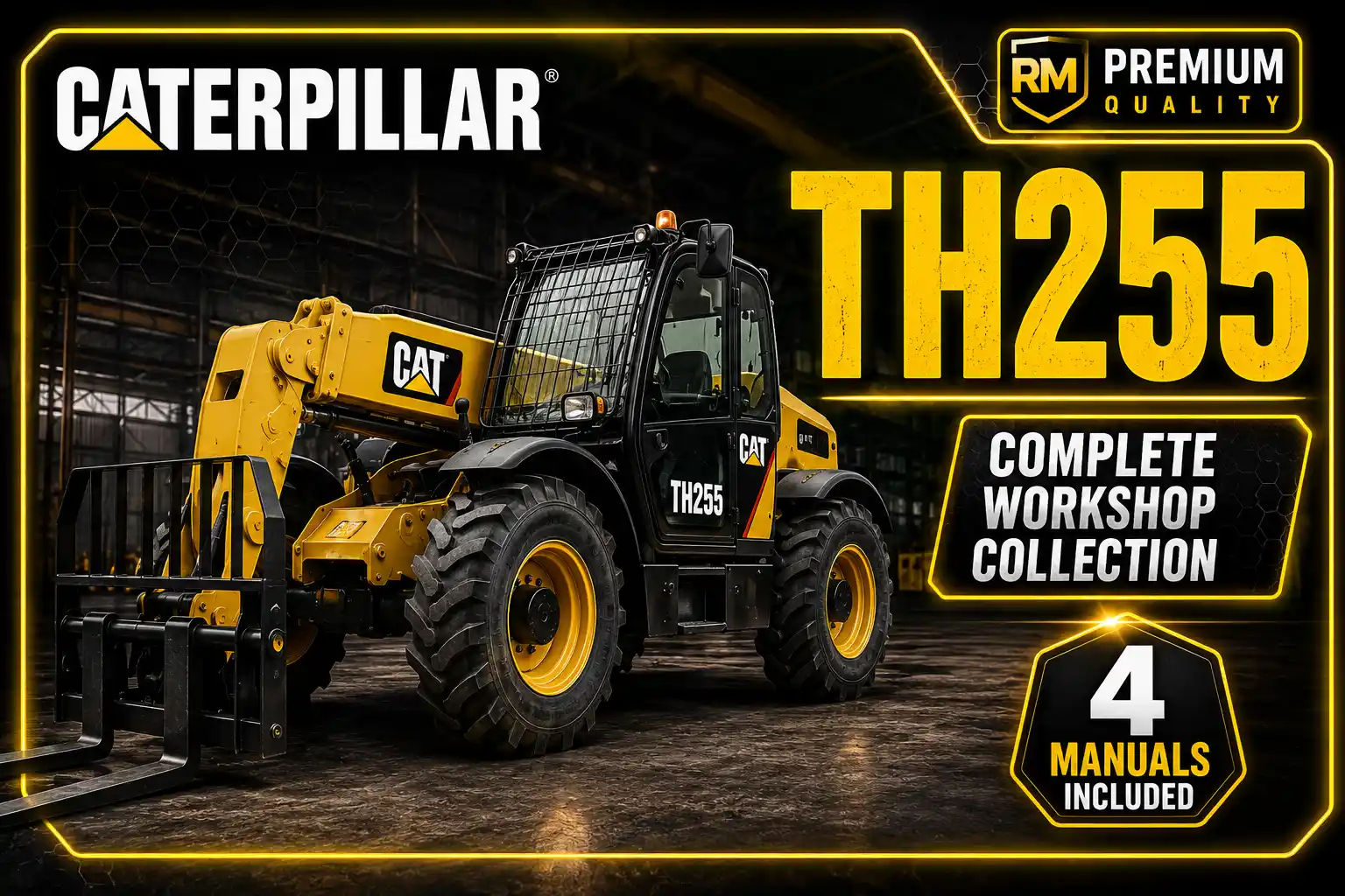 Comprehensive set of workshop manuals for Caterpillar TH255, providing essential technical guidance