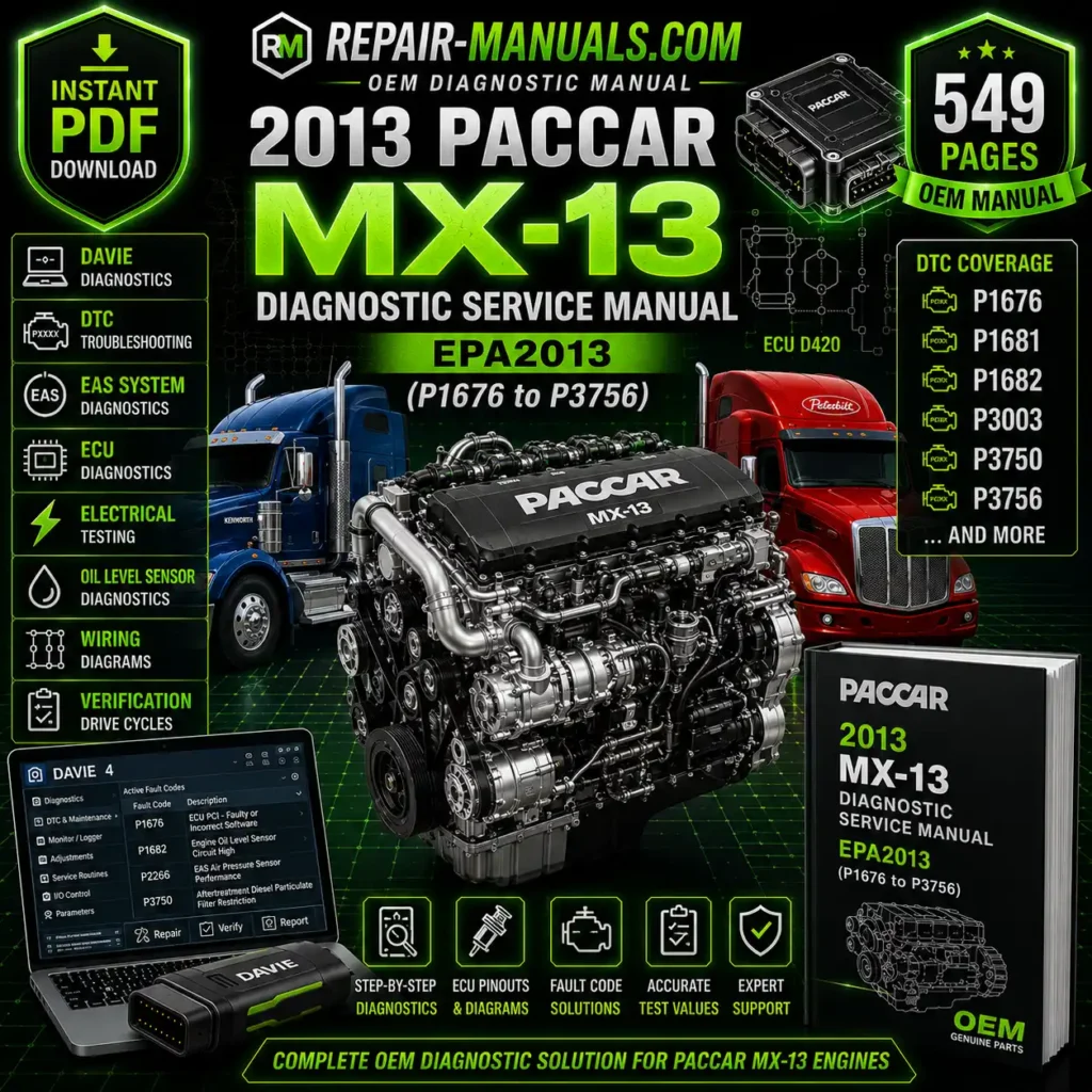 2013 PACCAR MX-13 Diagnostic Service Manual EPA2013 P1676 to P3756 PDF Download