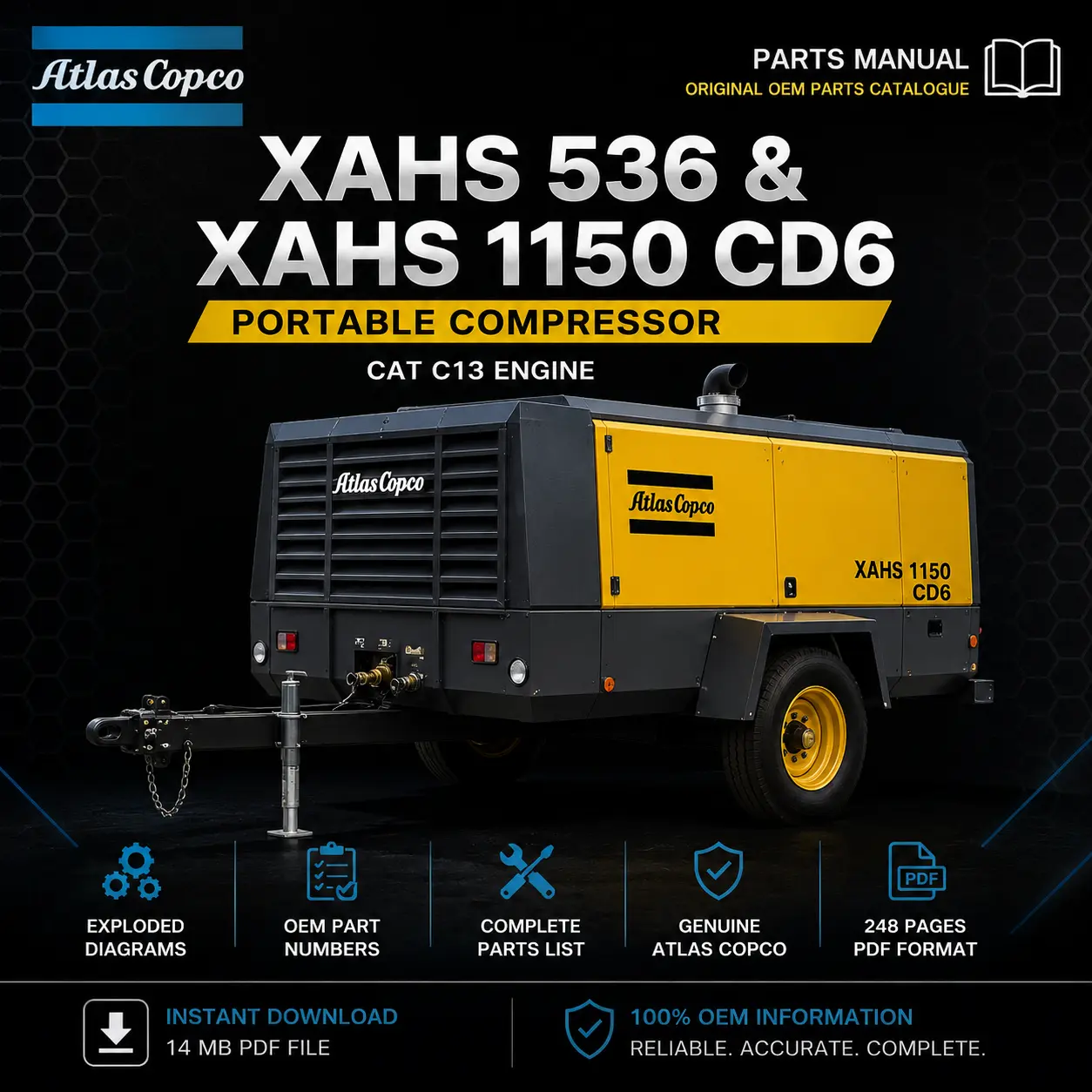 Atlas Copco XAHS 536 XAHS 1150 CD6 Portable Compressor Parts Manual PDF