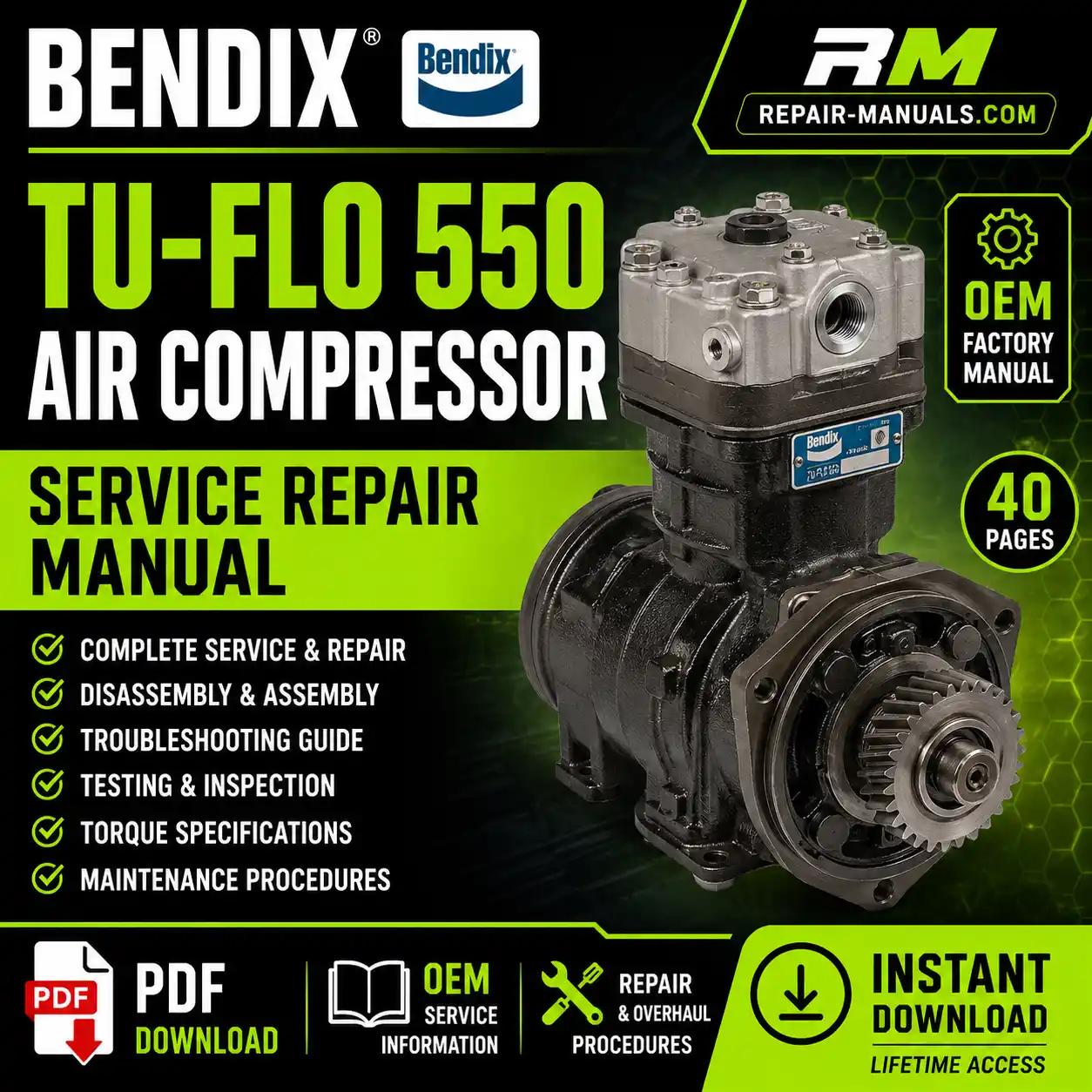 Bendix Tu-Flo 550 Air Compressor Service Repair Manual PDF Download