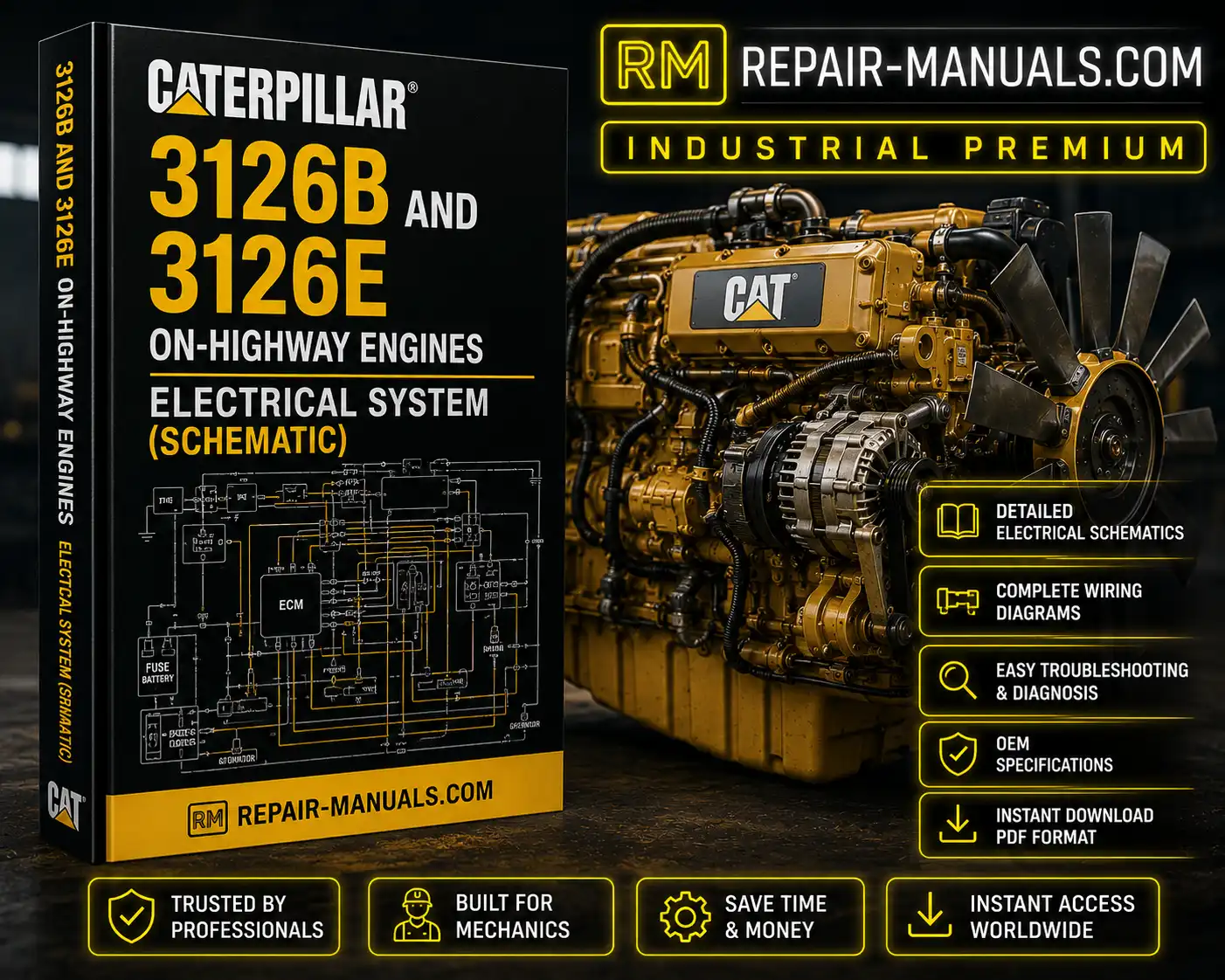 Caterpillar 3126B and 3126E On Highway Engines Electrical System Schematic PDF Download