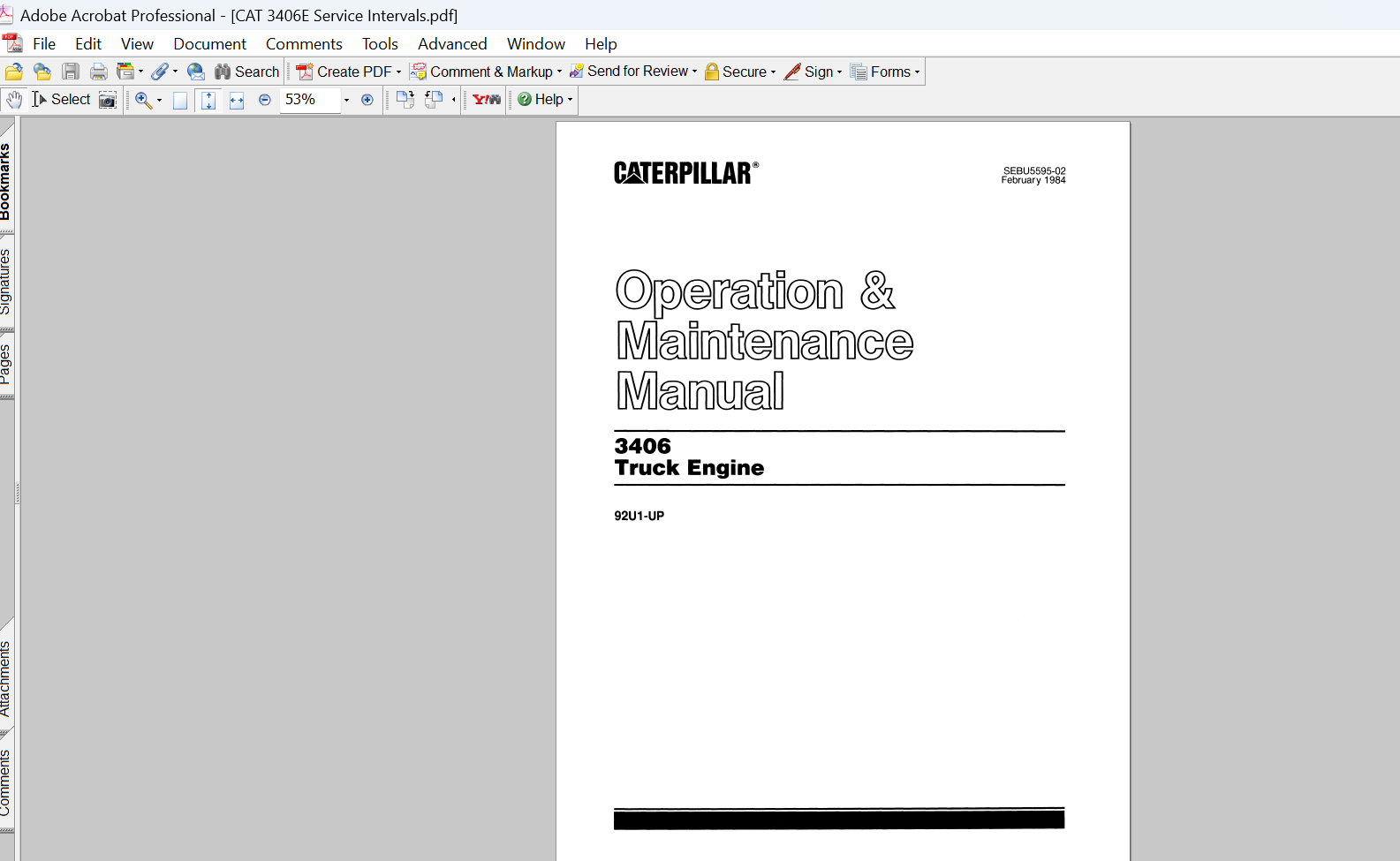 Caterpillar 3406 Truck Engine Operation and Maintenance Manual PDF Download