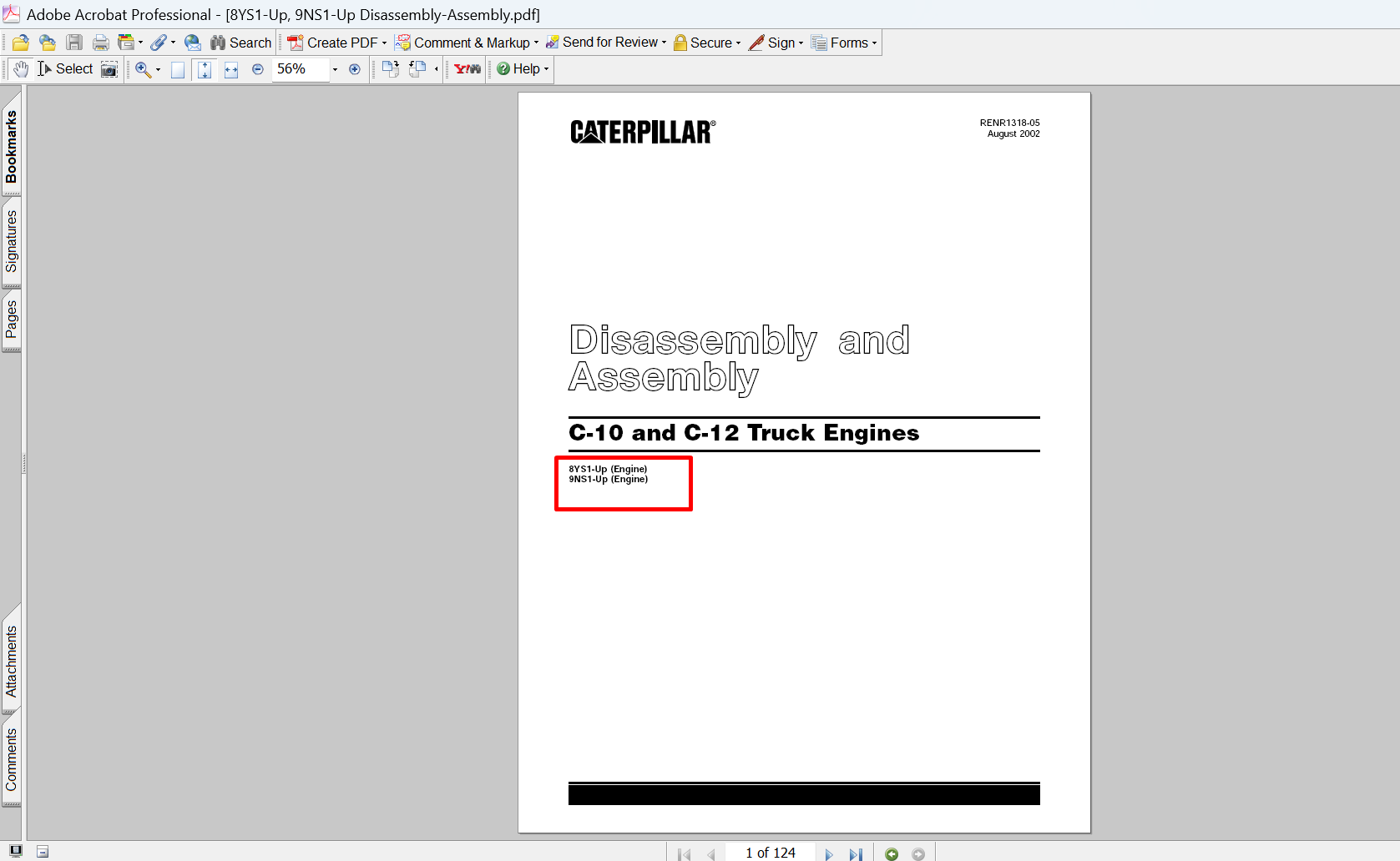 Caterpillar C-10 & C-12 Truck Engines Disassembly and Assembly Manual PDF