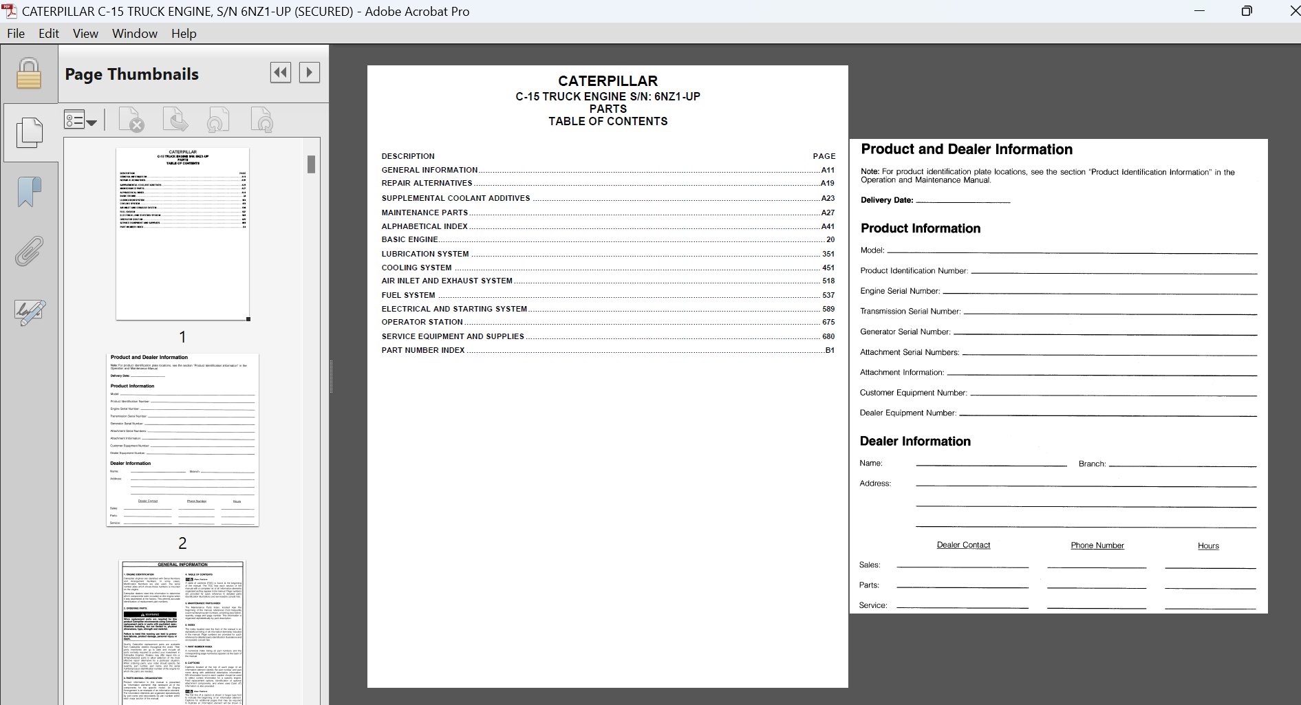 Caterpillar C15 Truck Engine S N 6NZ1-UP Parts Manual PDF Download