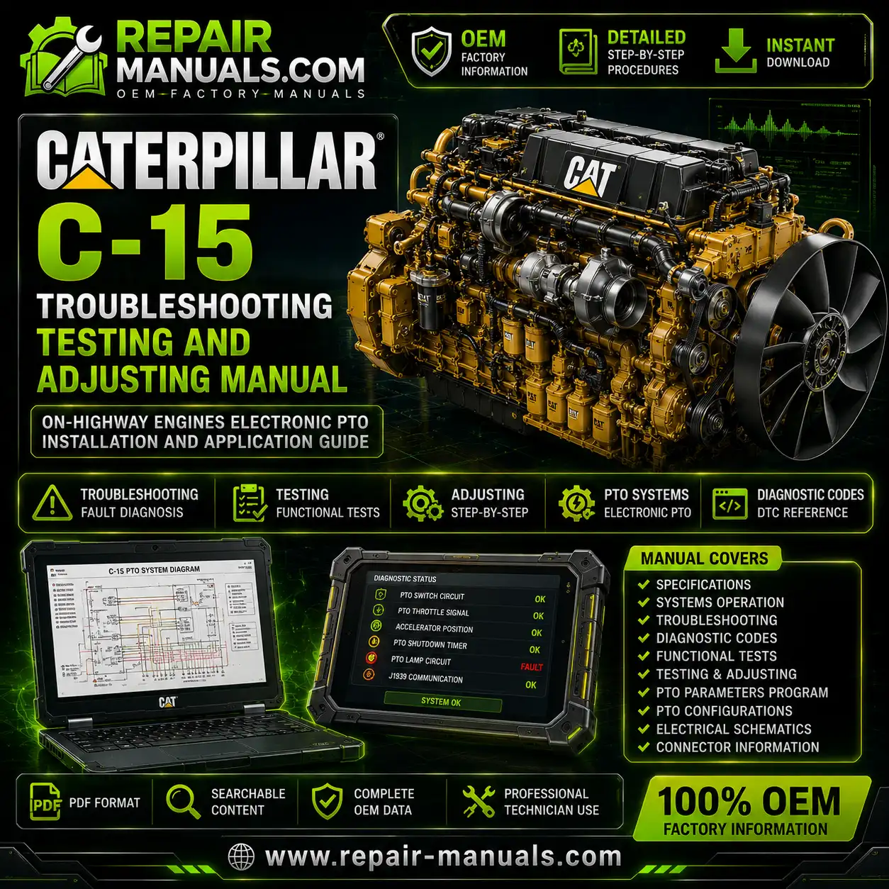 Caterpillar C15 Troubleshooting Testing and Adjusting Manual PDF Download