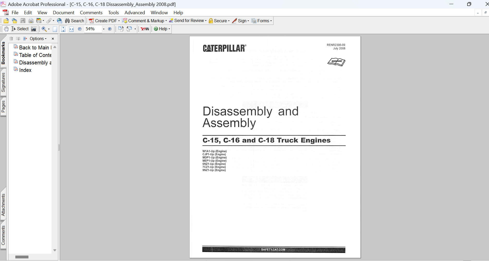 Caterpillar C15 C16 C18 Truck Engines Disassembly and Assembly Manual PDF Download