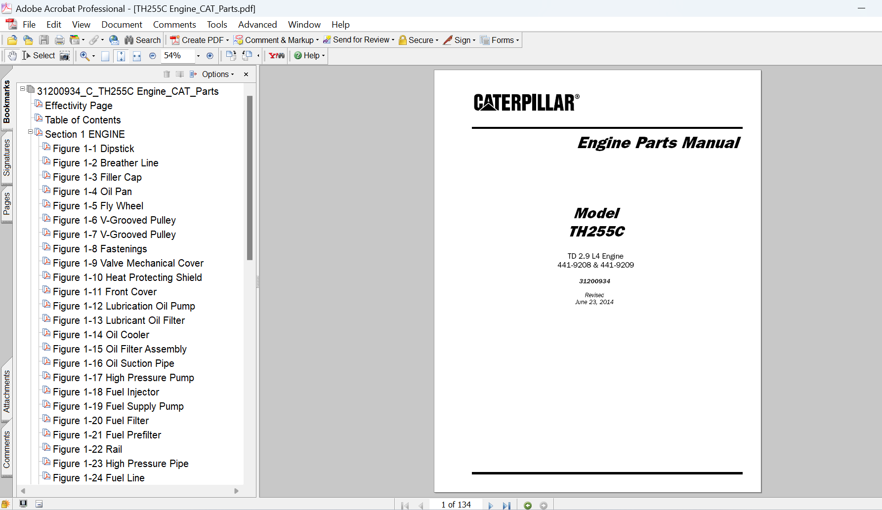 Caterpillar TH255C Telehandler Engine Parts Manual PDF Download Cover
