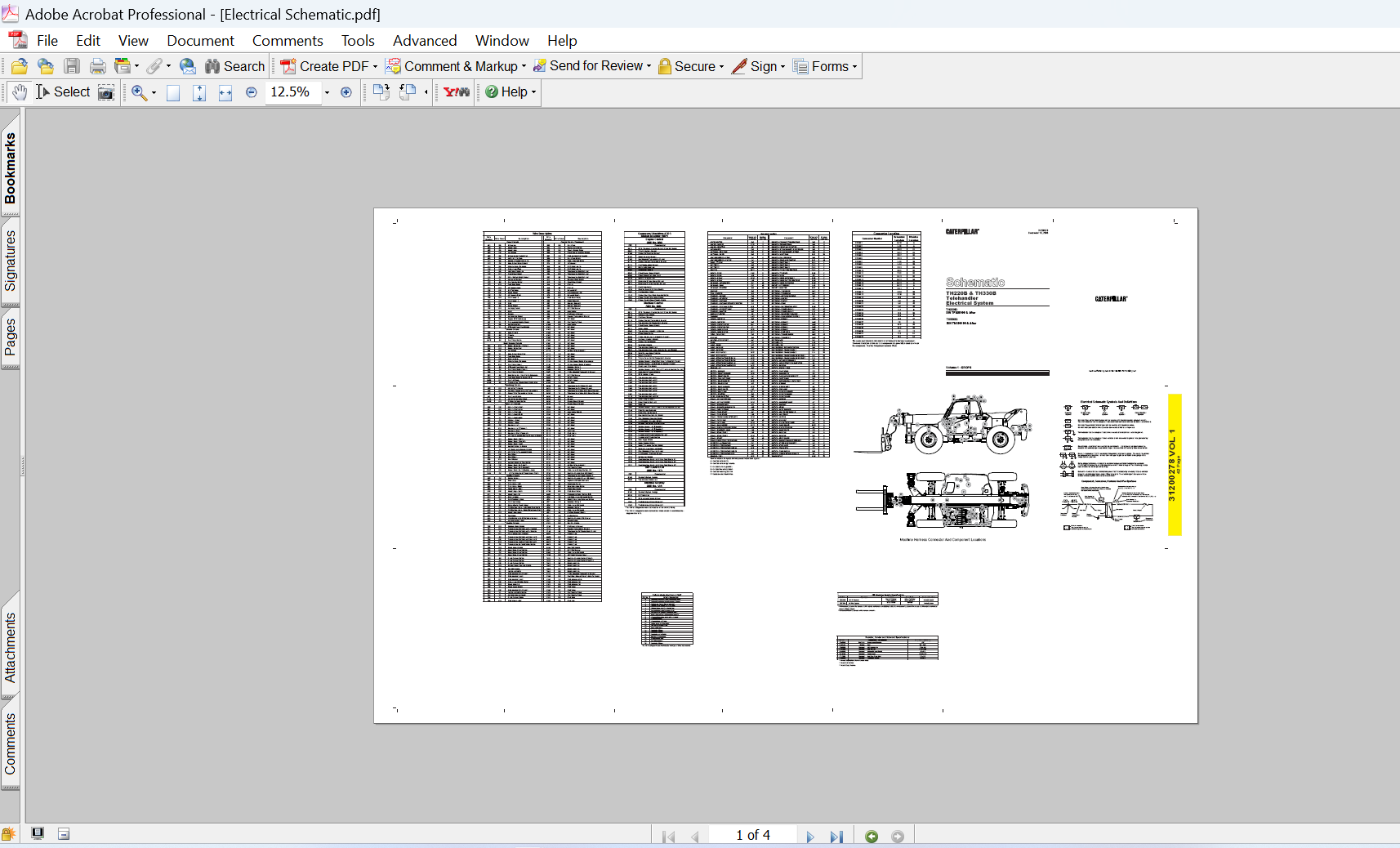 Caterpillar TH220B TH330B Telehandler Electrical System Schematic PDF Manual