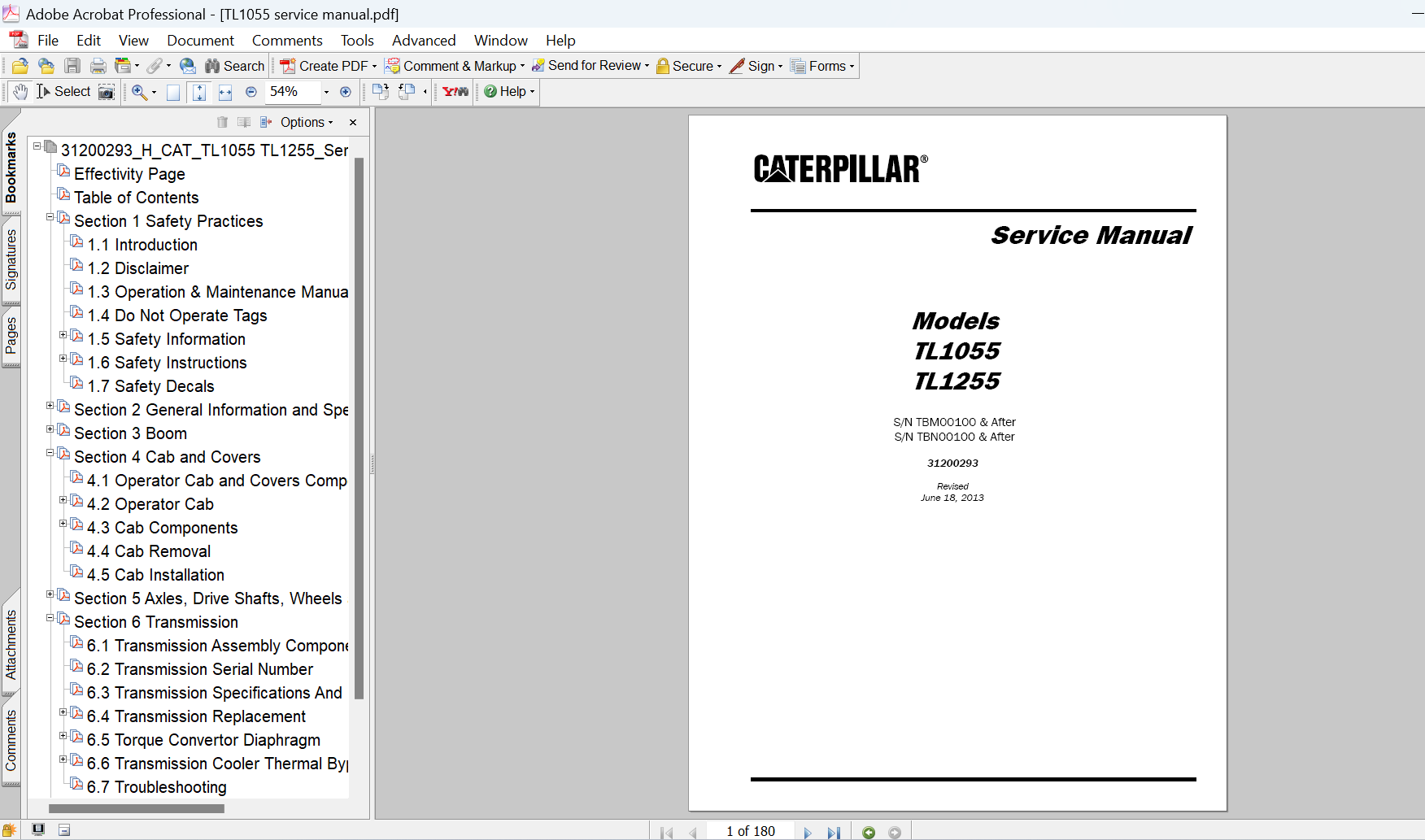 Caterpillar TL1055 TL1255 Telehandler Service Repair Manual PDF Download