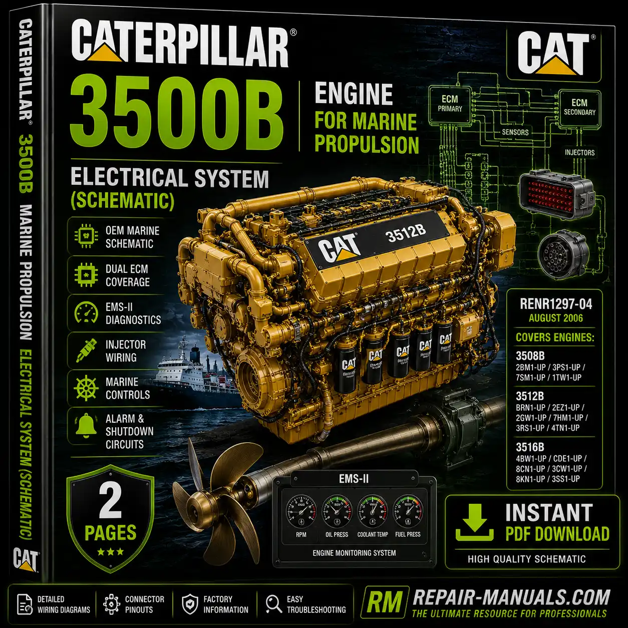 Caterpillar 3500B Marine Propulsion Electrical System Schematic PDF Download