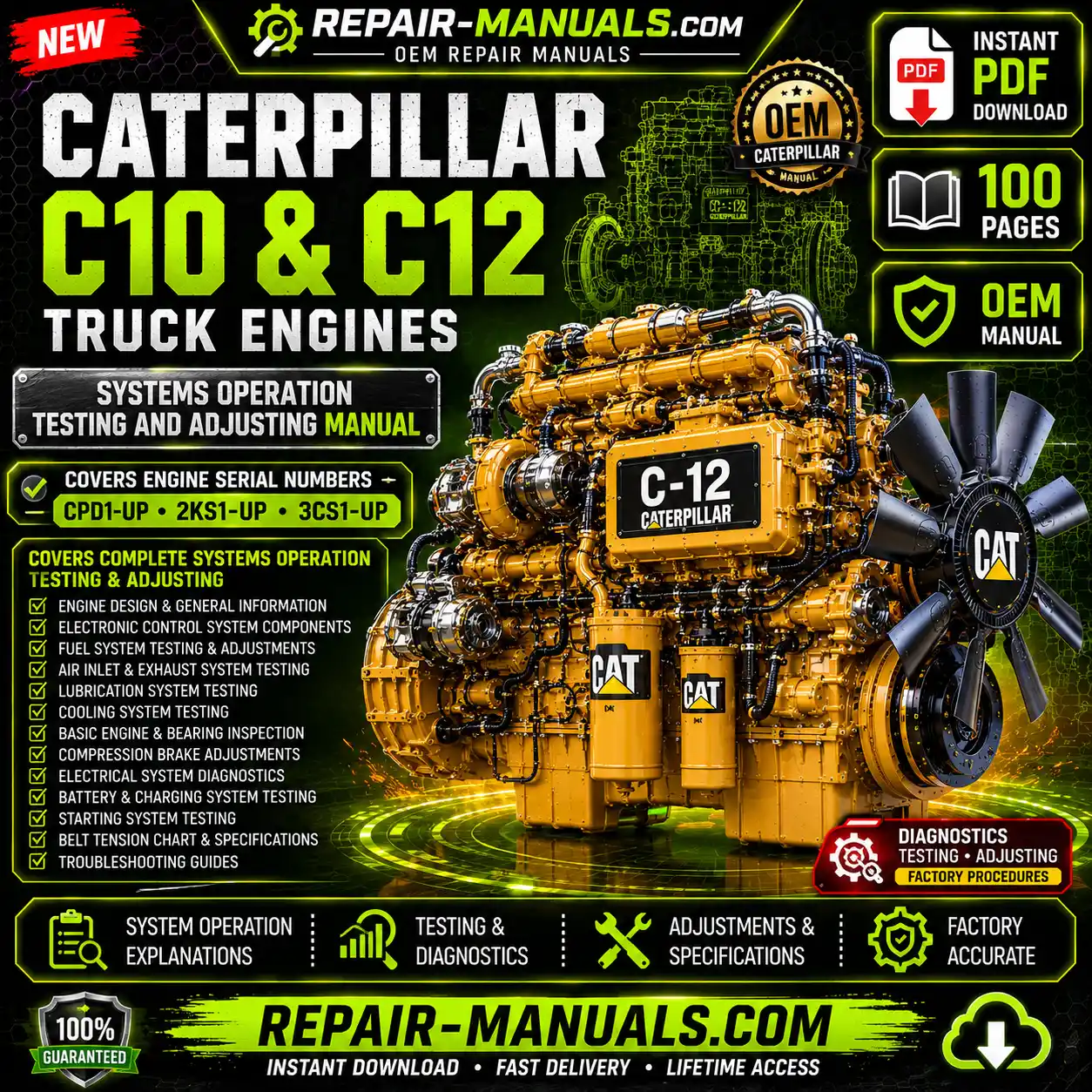 Caterpillar C10 C12 Systems Operation Testing and Adjusting Manual PDF Download
