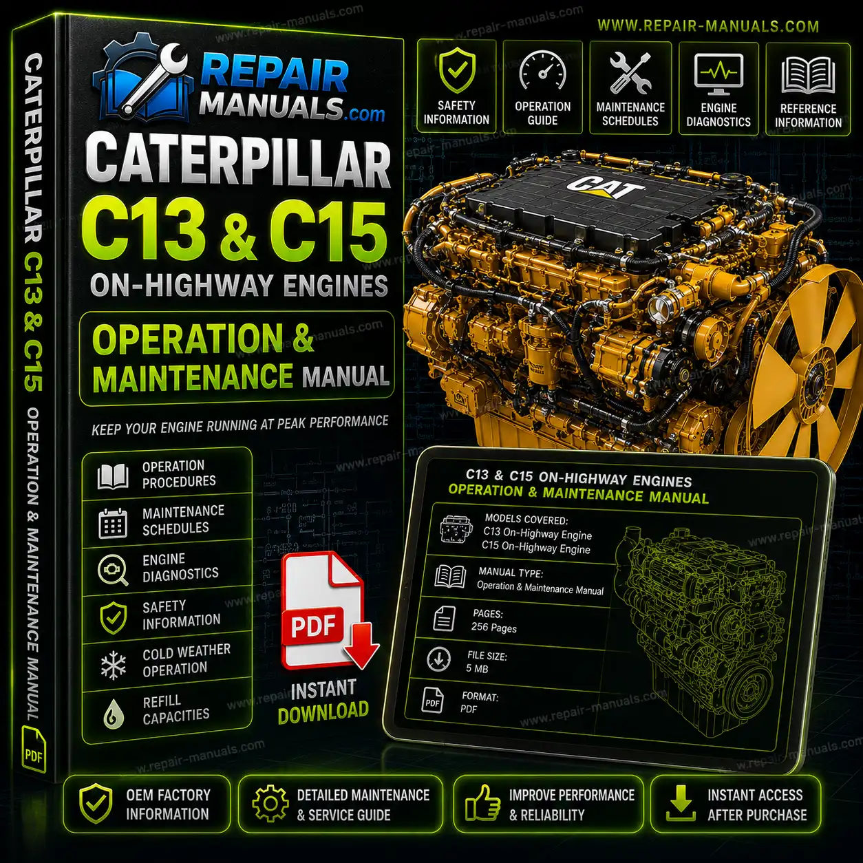 Caterpillar C13 C15 On Highway Engines Operation and Maintenance Manual PDF Download