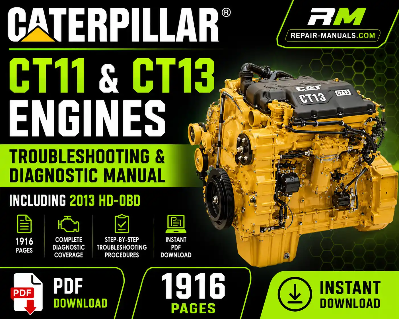 Caterpillar CT11 CT13 Engines Troubleshooting Diagnostic Manual PDF Download