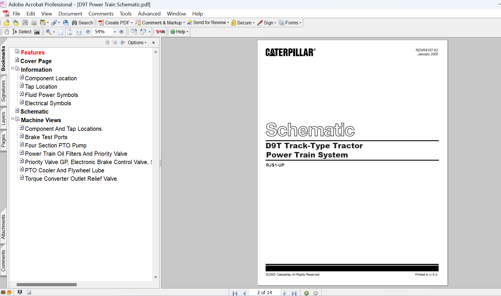 Caterpillar D9T Track-Type Tractor Power Train System Manual and Schematic Diagrams PDF
