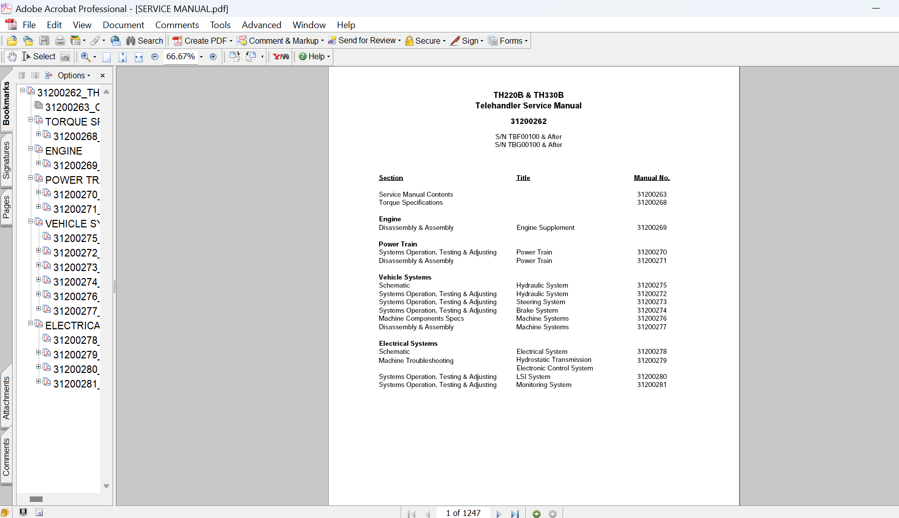 Caterpillar TH220B TH330B Telehandler Service Repair Manual PDF Download