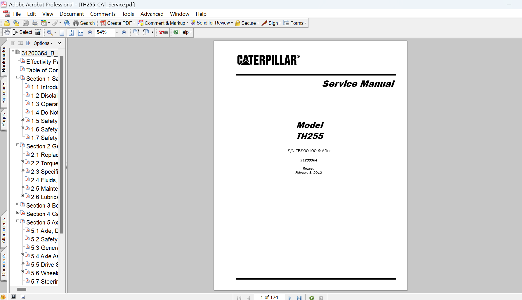 Caterpillar TH255 Telehandler Service Repair Manual PDF Download