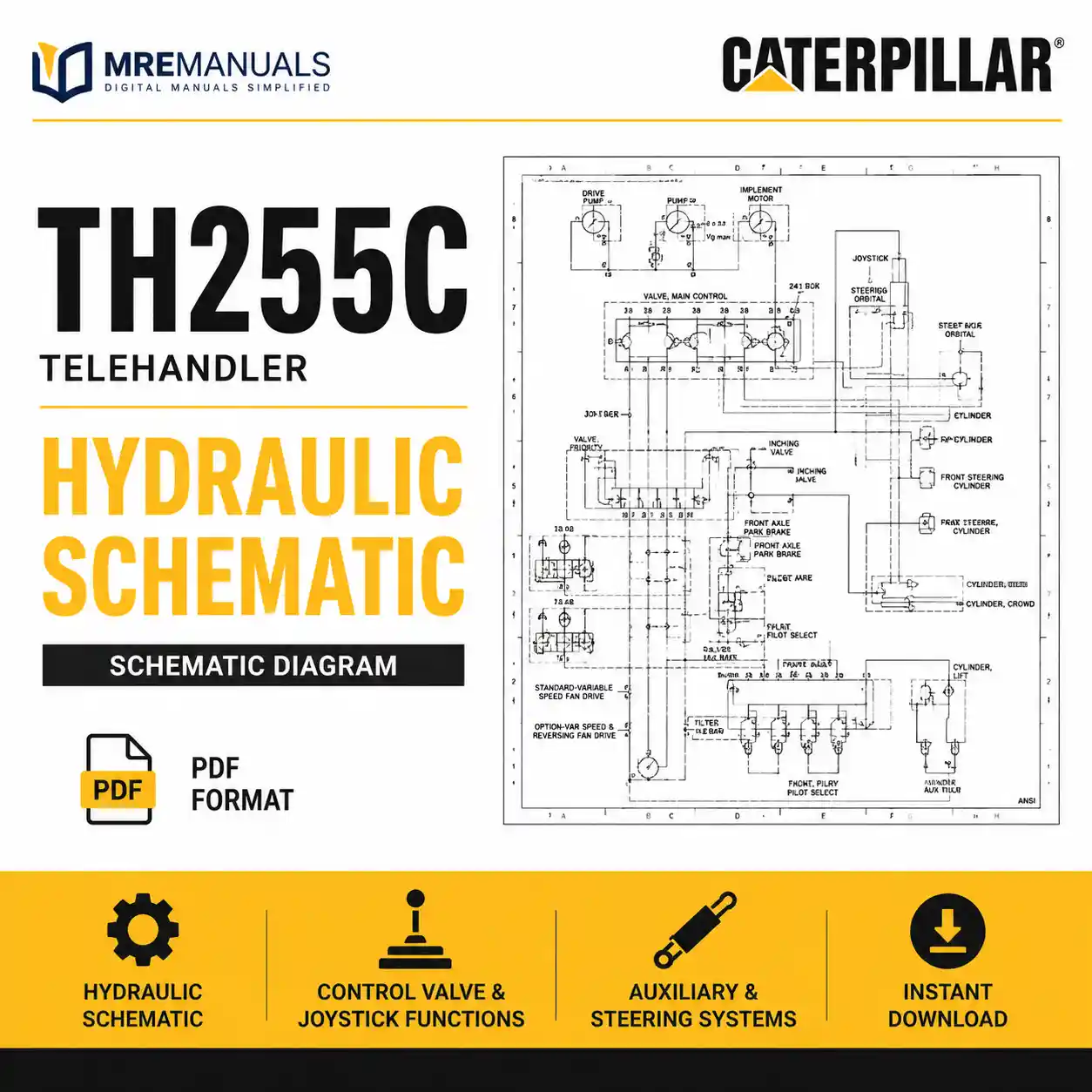 Caterpillar TH255C Telehandler Hydraulic Schematic PDF Download