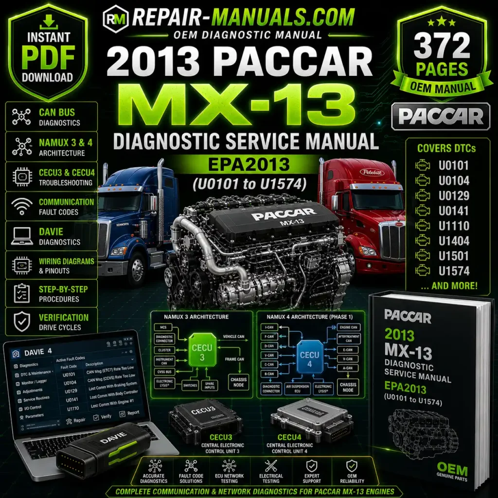 2013 PACCAR MX-13 Diagnostic Service Manual EPA2013 U0101 to U1574 PDF Download