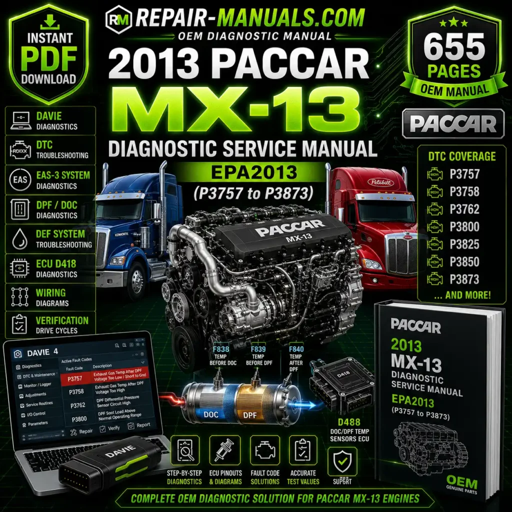 2013 PACCAR MX-13 Diagnostic Service Manual EPA2013 P3757 to P3873 PDF Download