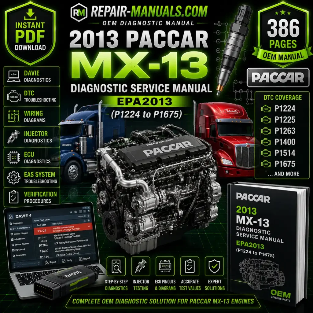 2013 PACCAR MX-13 Diagnostic Service Manual EPA2013 P1224 to P1675 PDF Download