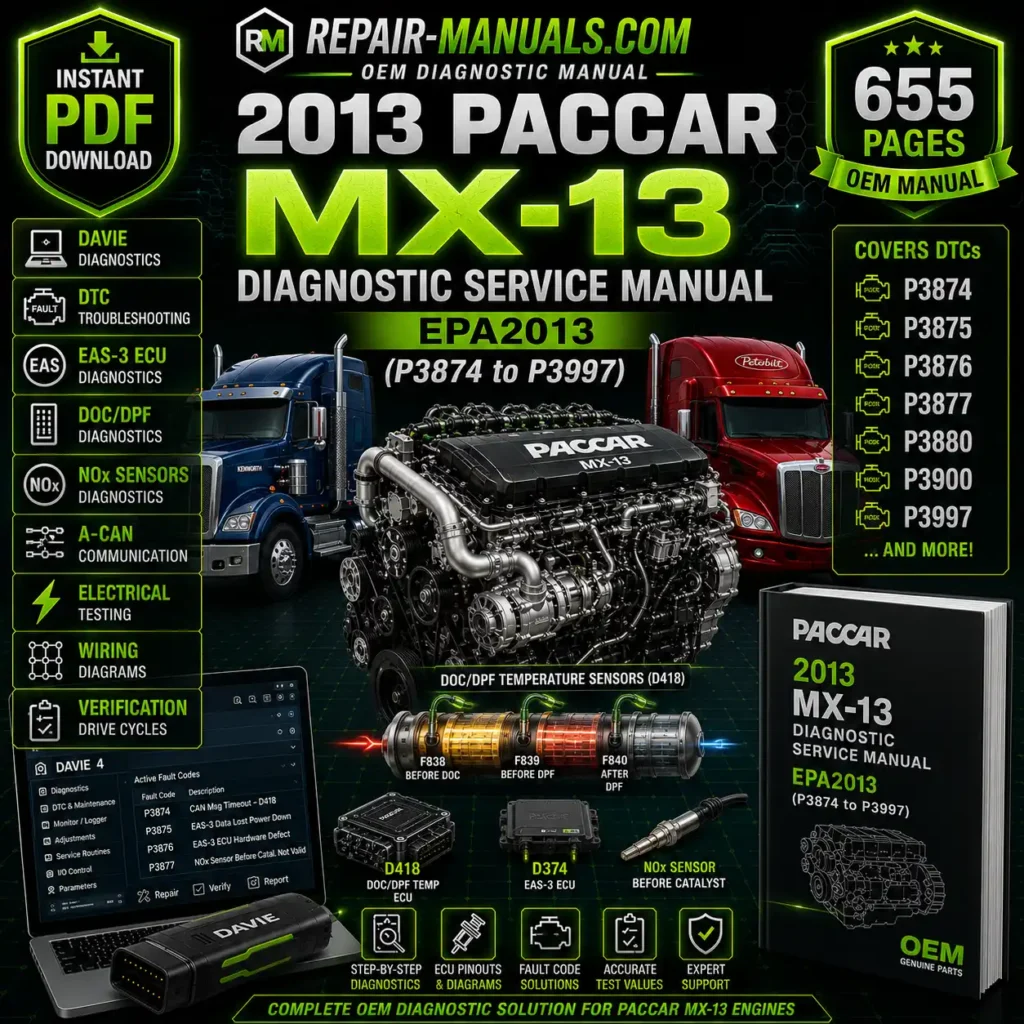 2013 PACCAR MX-13 Diagnostic Service Manual EPA2013 U1575 to U1821 PDF Download
