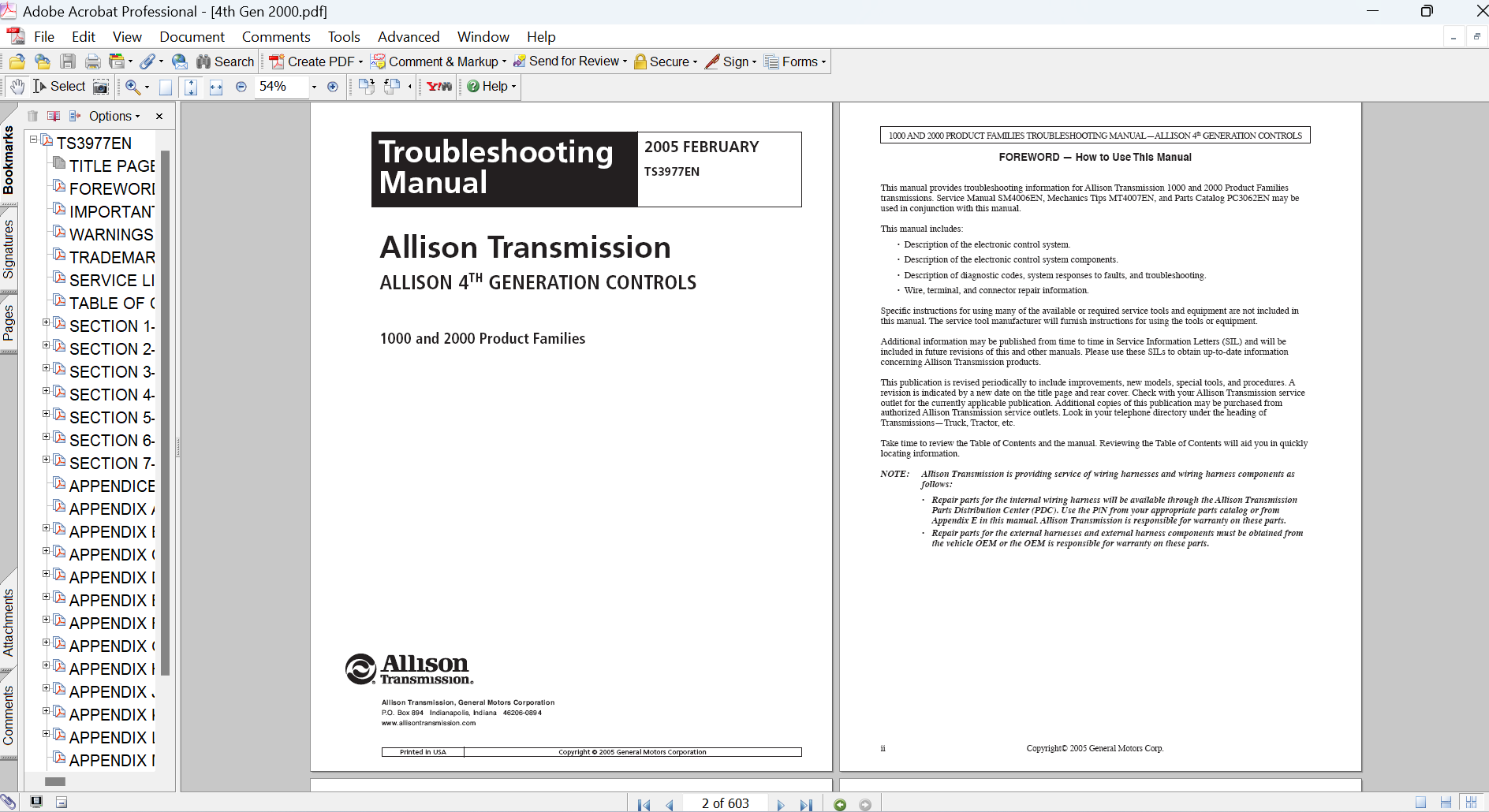 Allison 1000 and 2000 Product Families Troubleshooting Manual TS3977EN 4th Generation Controls PDF