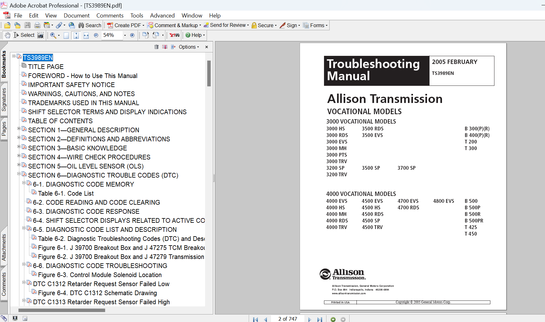 Allison 3000 and 4000 Product Families Troubleshooting Manual PDF 4th Generation Controls