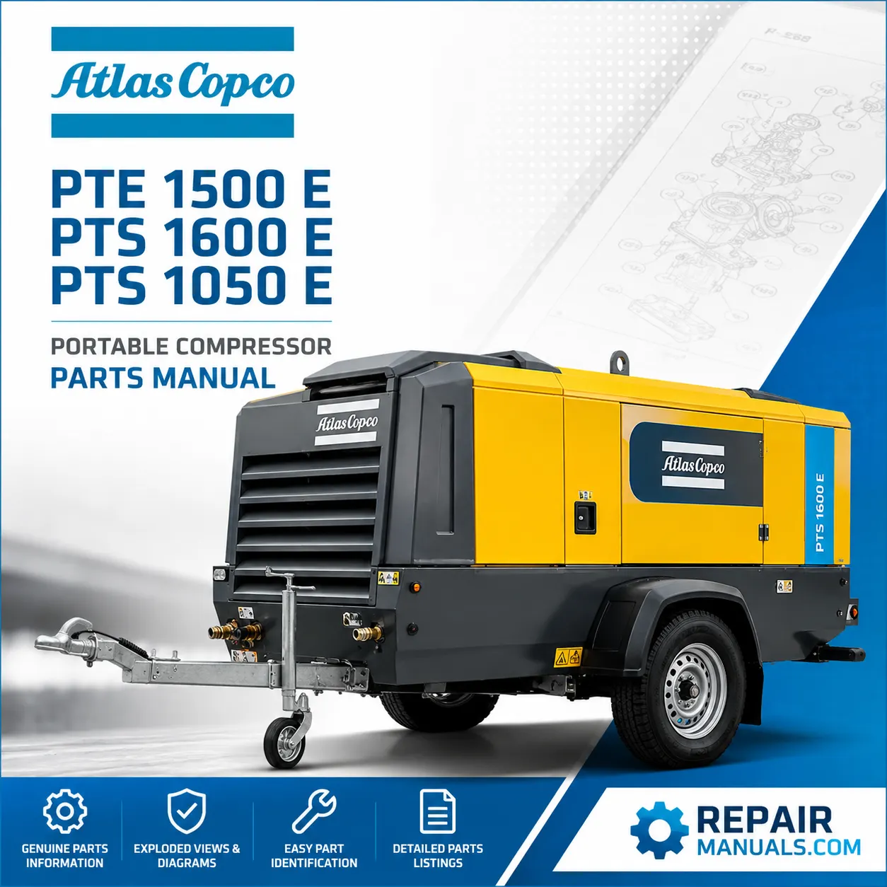 Atlas Copco PTE 1500 E PTS 1600 E PTS 1050 E Portable Compressor Parts Manual PDF