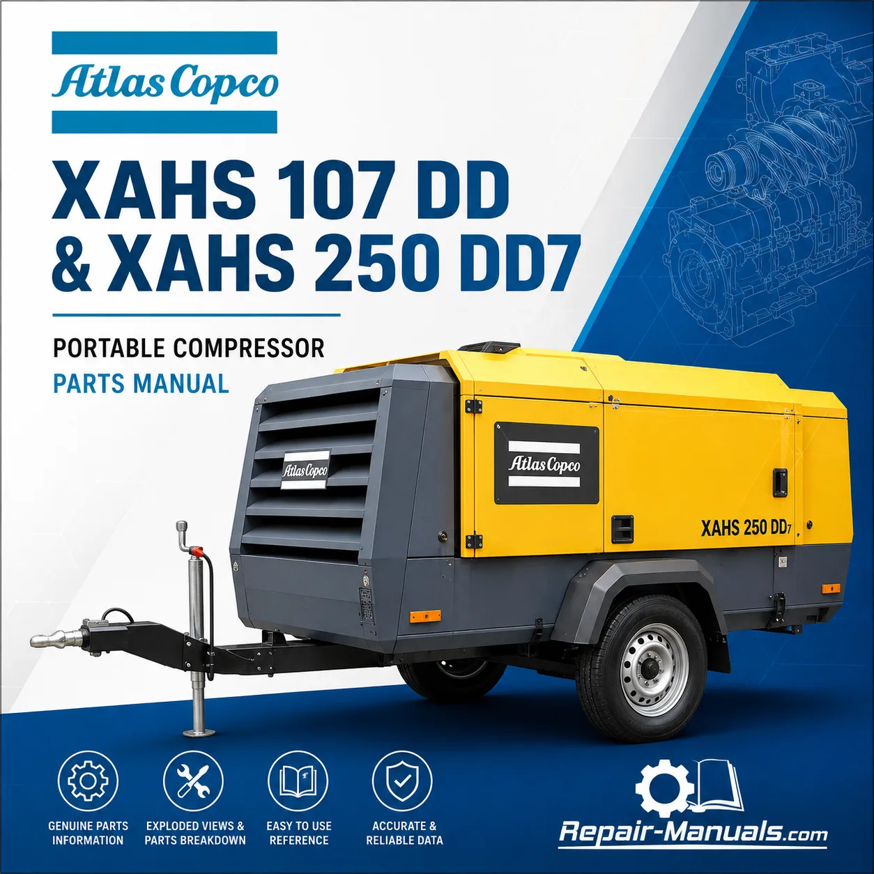 Atlas Copco XAHS 107 DD XAHS 250 DD7 Portable Compressor Parts Manual PDF