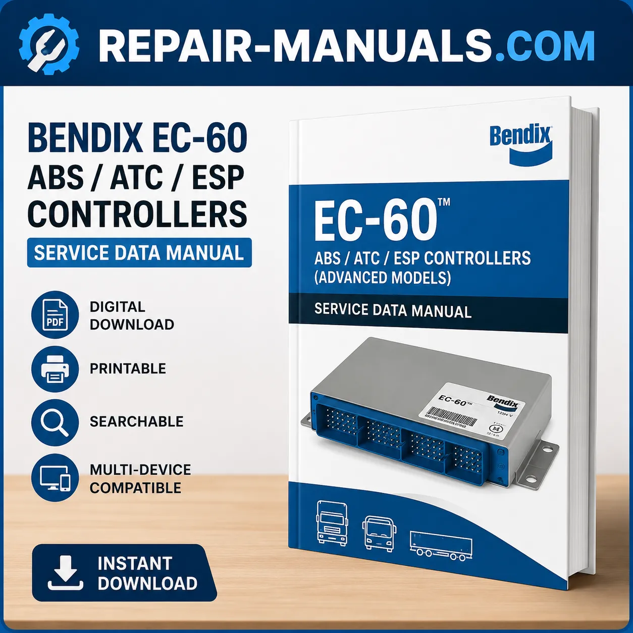 Bendix EC-60 ABS ATC ESP Controllers Service Data Manual PDF