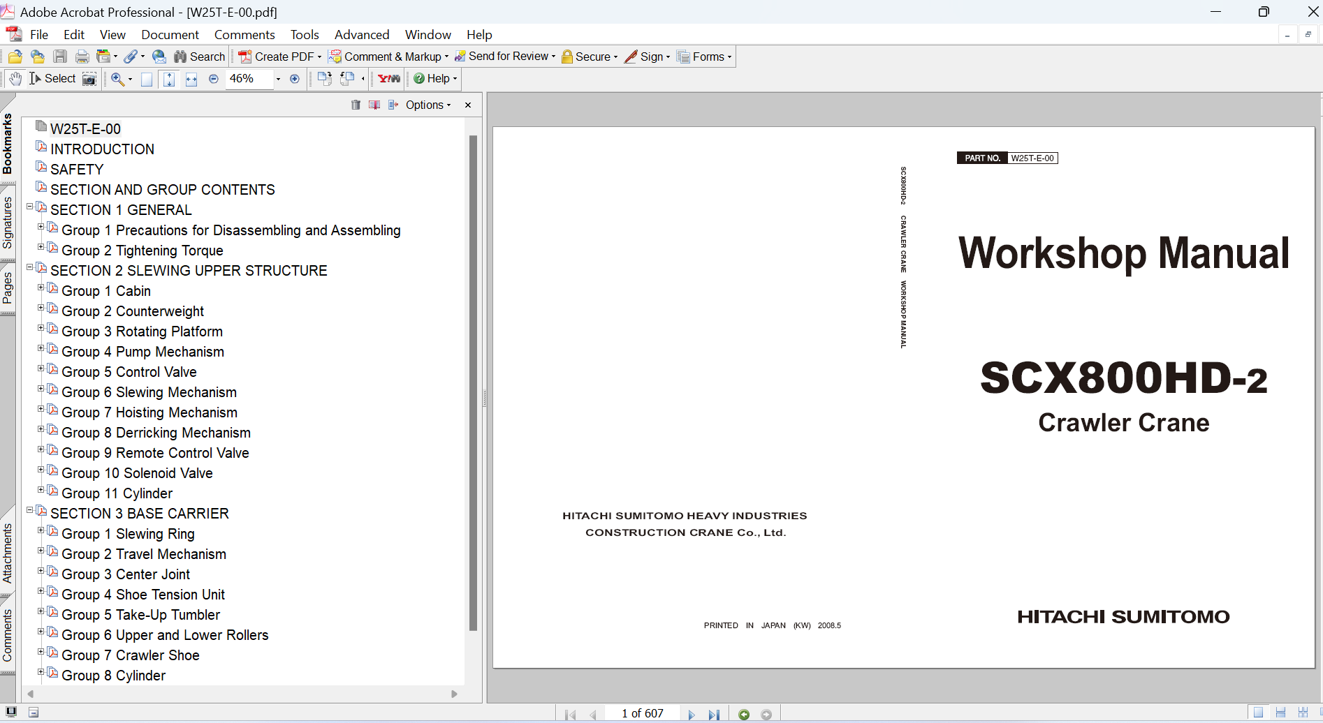 Hitachi SCX800HD-2 Crawler Crane Workshop Service Repair Manual PDF