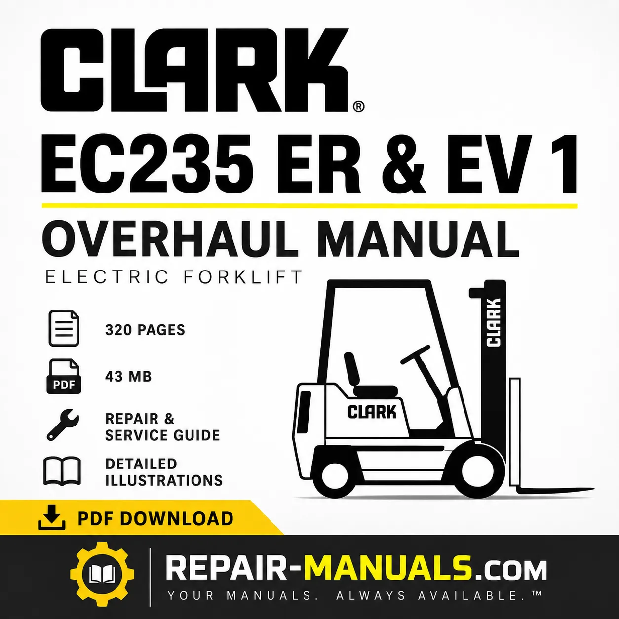 CLARK EC235 ER and EV 1 Overhaul Manual PDF