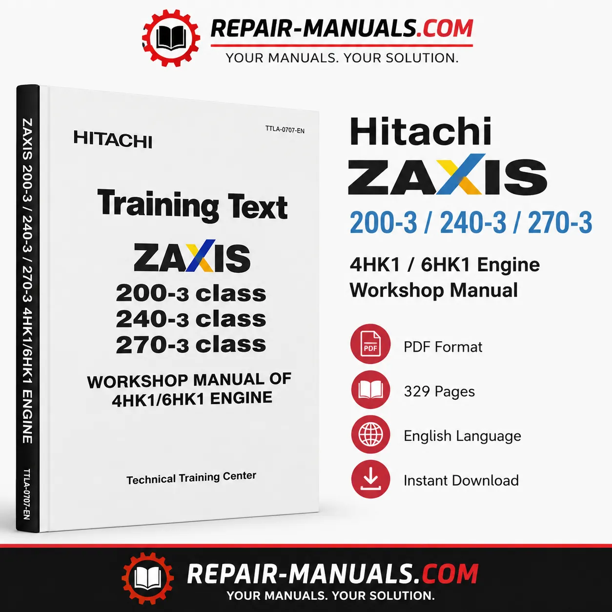 Hitachi ZAXIS 200-3 240-3 270-3 4HK1 6HK1 engine workshop training manual