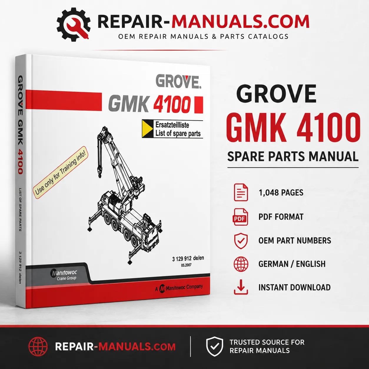 GROVE GMK 4100 Mobile Crane Spare Parts Manual